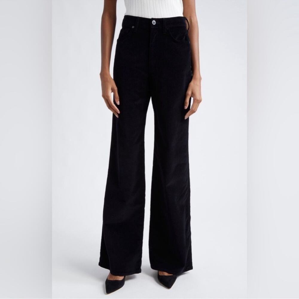 NWT Veronica Beard Taylor Velvet Wide Leg Pant Black sz 31